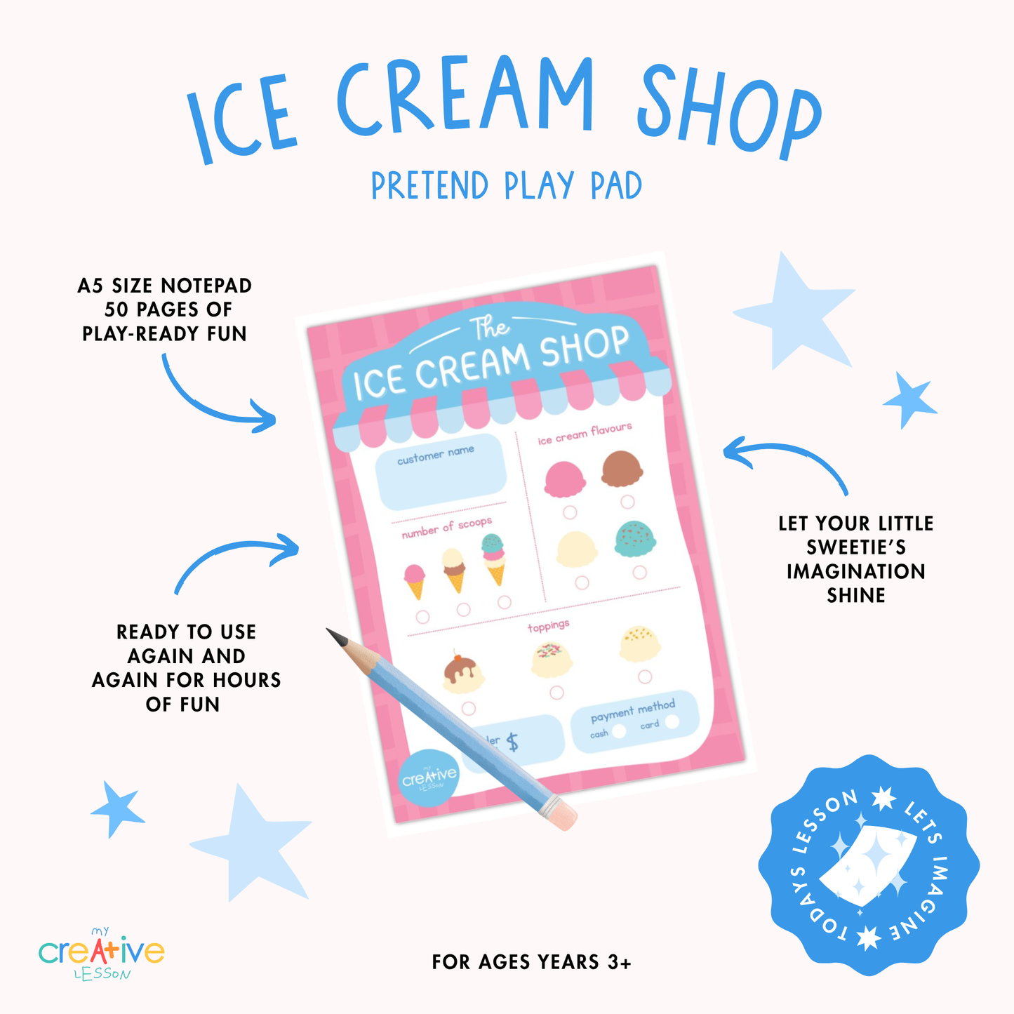 Ice Cream Pretend Play Notepad